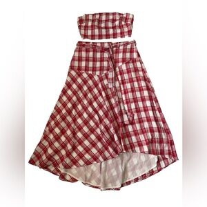 Free people red plaid two piece skirt set